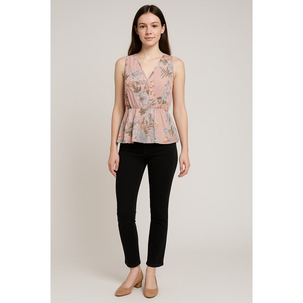 NWT emery rose coquette cottagecore high low chiffon summer blouse tank v neck M